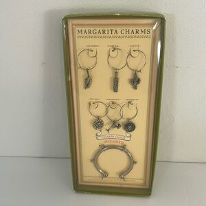 Williams-Sonoma Vintage NIB Pewter Set of 6 Margarita Charms With Charm Caddy